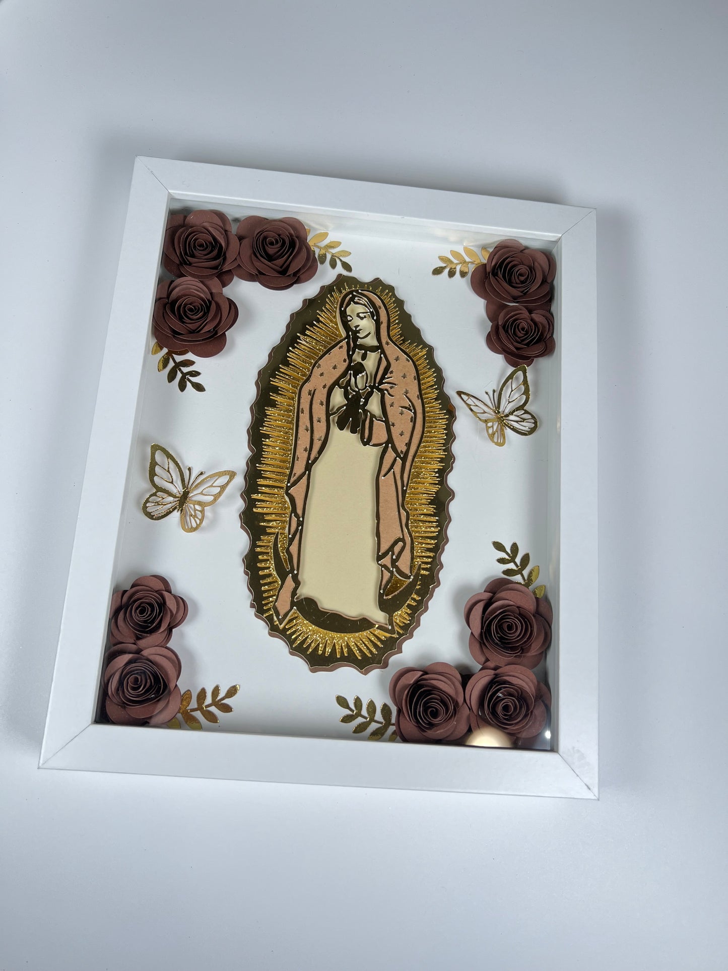 Brown Virgencita Shadow Box