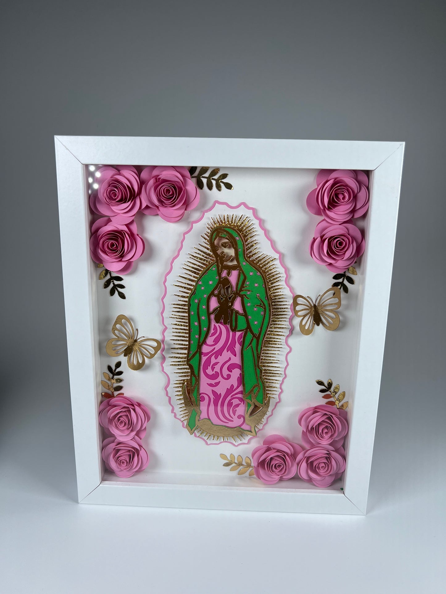 Pink Virgencita Shadow Box