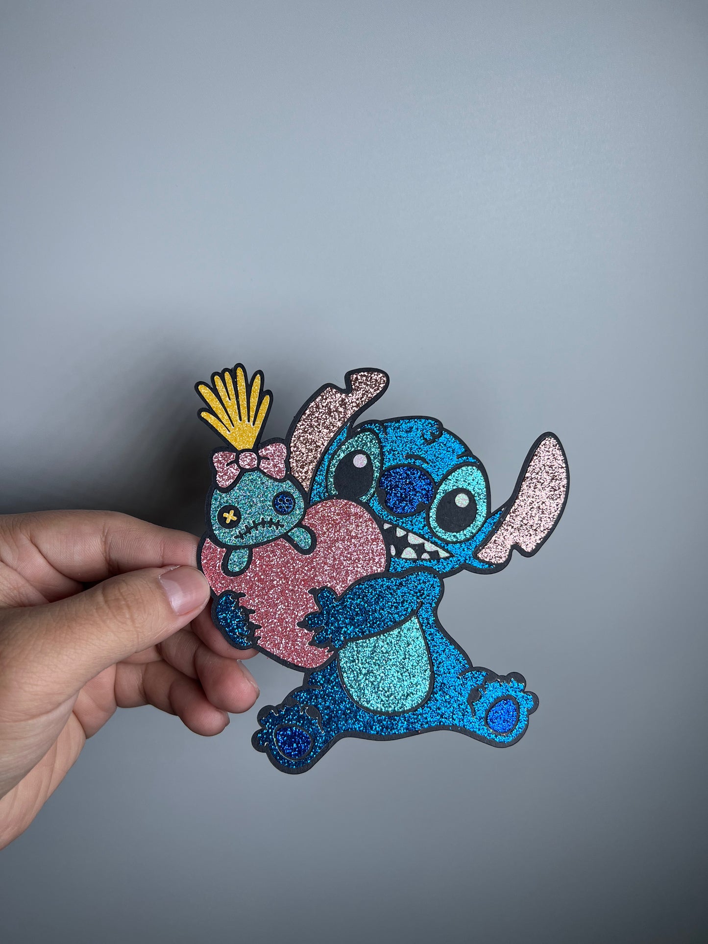 Stitch heart glitter topper