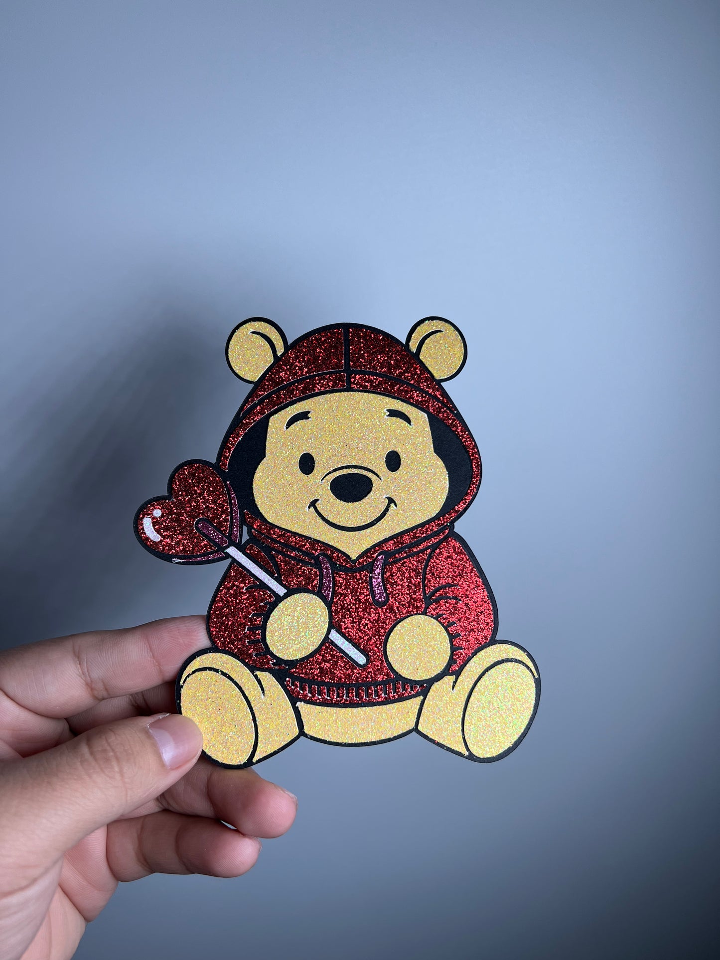 Pooh hoodie glitter topper