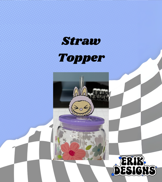 3D Purple face bubu Straw Topper