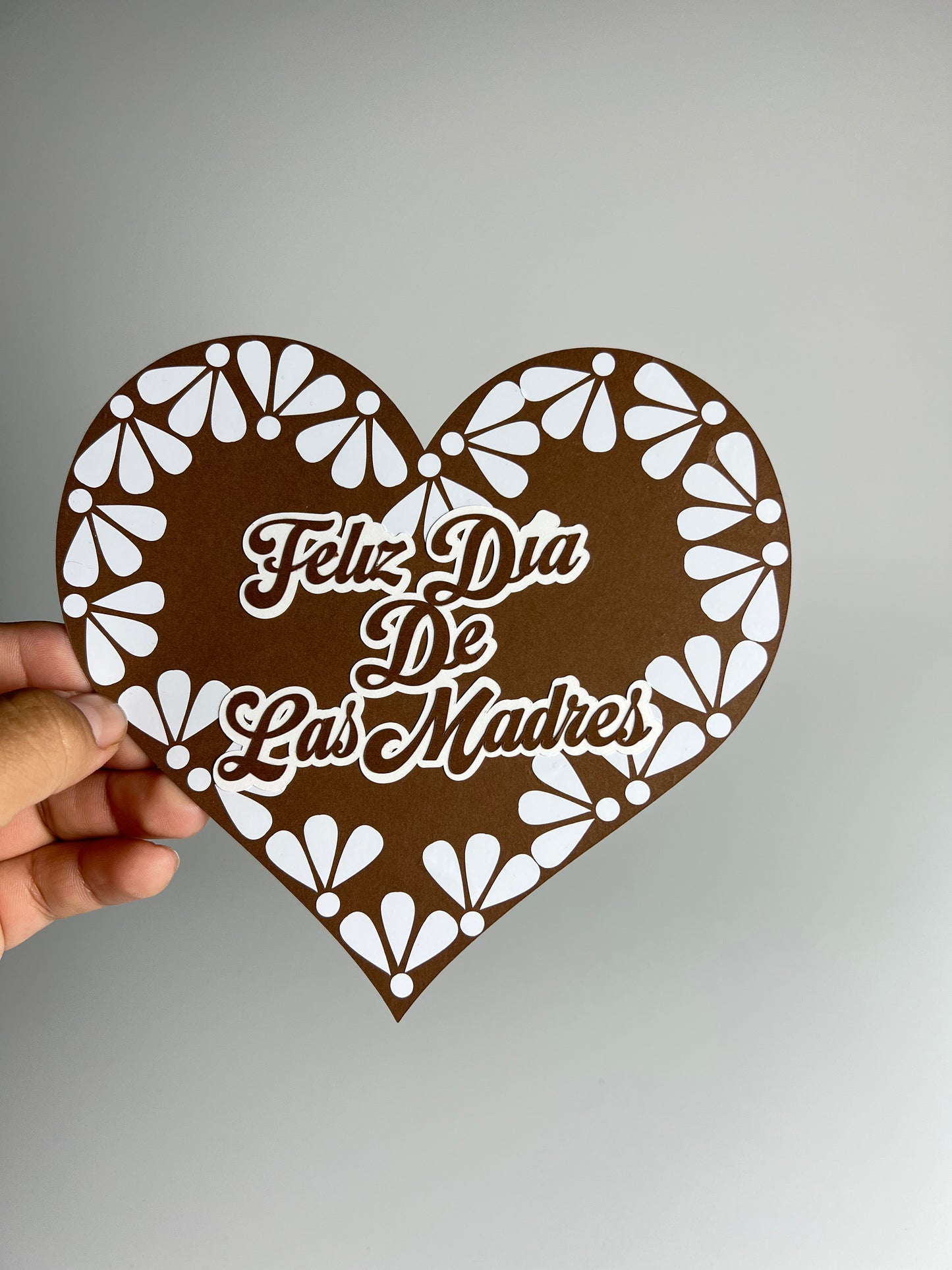 Brown heart bouquet topper