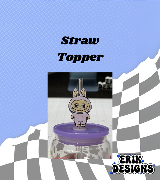 3D Purple bubu Straw Topper