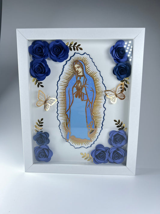 Blue Virgencita Shadow Box