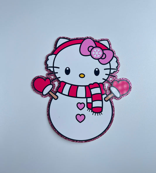 Hk pink Snowman printed topper