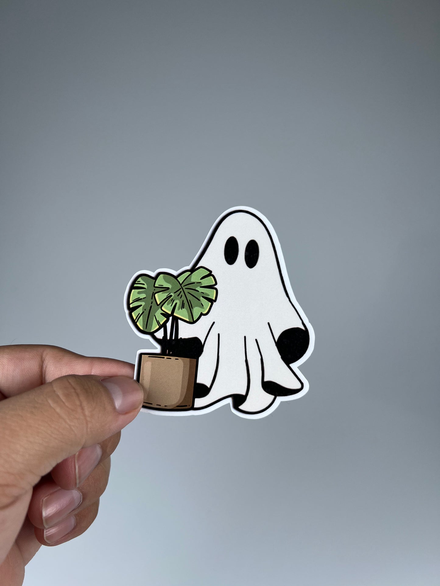 Cute ghost and plant Sticker