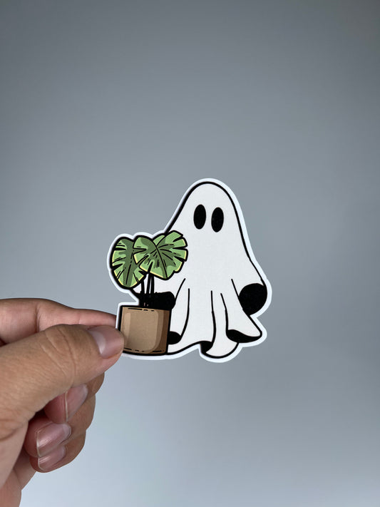 Cute ghost and plant Sticker