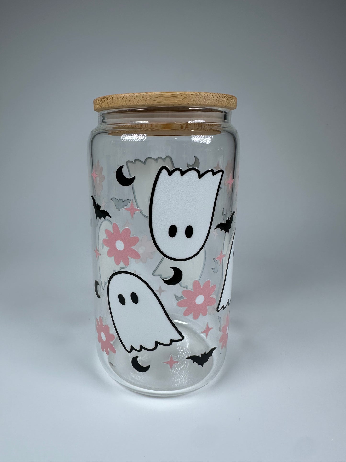 Ghost and Flowers Glass Cup